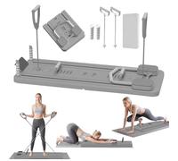 Hengrongshen Mini Reformer Pilates per Casa, 5 En 1 Pilate Reformer Machine con Timer per Vita, Gambe, Braccia e Schiena, 2025 Upgrade Tavola Pilates Board (Grigio)