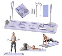 Hengrongshen Mini Reformer Pilates per Casa, 5 En 1 Pilate Reformer Machine con Timer per Vita, Gambe, Braccia e Schiena, 2025 Upgrade Tavola Pilates Board (Viola)