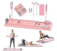 Hengrongshen Mini Reformer Pilates per Casa, 5 En 1 Pilate Reformer Machine con Timer per Vita, Gambe, Braccia e Schiena, 2025 Upgrade Tavola Pilates Board (Rosa)