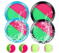 Hengrongshen Racchette Spiaggia Bambini, Gioco Spiaggia con 4 Dischi di Cattura & 4 Palline In Velcro, Cattura Racchette Palline Set per Giochi Spiaggia Bambini 3 Anni - 12 Anni, Giochi da Spiaggia