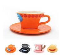 Hengrongshen Tazza One Piece, Anime Ace One Piece Tazza Caffe, Ceramica One Piece Tazze da The con Piattini, Tazze Colazione, Anniversario, Regalo Natale (Ace)