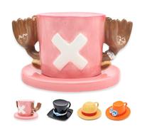 Hengrongshen Tazza One Piece, Anime Chopper One Piece Tazza Caffe, Ceramica One Piece Tazze da The con Piattini, Tazze Colazione, Anniversario, Regalo Natale (Chopper)