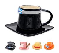 Hengrongshen Tazza One Piece, Anime Sabo One Piece Tazza Caffe, Ceramica One Piece Tazze da The con Piattini, Tazze Colazione, Anniversario, Regalo Natale (Sabo)