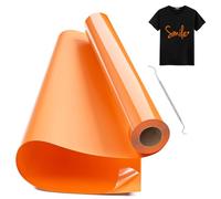 Hengrongshen Vinile Termoadesivo per Tessuto Arancia, 30,5 CM x 1000 CM Rotolo con Gancio, Termovinile per Tessuti per Cri-Cut & Silhouette, Vinile Iron On
