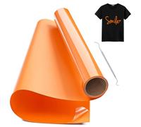 Hengrongshen Vinile Termoadesivo per Tessuto Arancia, 30,5 CM x 150 CM Vinile Termico Rotolo con Gancio, Termovinile per Tessuti Arancia per Cri-Cut & Silhouette, Vinile Iron On Arancia