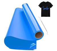 Hengrongshen Vinile Termoadesivo per Tessuto Blu, 30,5 CM x 300 CM Vinile Termico Rotolo con Gancio, Termovinile per Tessuti Blu per Cri-Cut & Silhouette, Vinile Iron On Blu