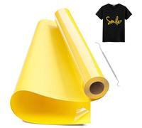 Hengrongshen Vinile Termoadesivo per Tessuto Giallo, 30,5 CM x 1000 CM Rotolo con Gancio, Termovinile per Tessuti per Cri-Cut & Silhouette, Vinile Iron On