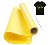 Hengrongshen Vinile Termoadesivo per Tessuto Giallo, 30,5 CM x 300 CM Rotolo Con Gancio, Termovinile per Tessuti per Cri-Cut & Silhouette, Vinile Iron On