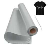 Hengrongshen Vinile Termoadesivo per Tessuto Grigio, 30,5 CM x 1000 CM Vinile Termico Rotolo con Gancio, Termovinile per Tessuti Grigio per Cri-Cut & Silhouette, Vinile Iron On Grigio