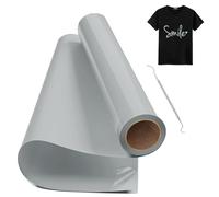 Hengrongshen Vinile Termoadesivo per Tessuto Grigio, 30,5 CM x 300 CM Rotolo Con Gancio, Termovinile per Tessuti per Cri-Cut & Silhouette, Vinile Iron On