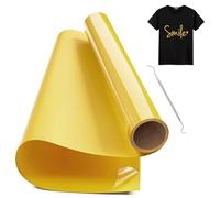 Hengrongshen Vinile Termoadesivo per Tessuto Oro, 30,5 CM x 150 CM Vinile Termico Rotolo con Gancio, Termovinile per Tessuti Oro per Cri-Cut & Silhouette, Vinile Iron On Oro