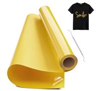 Hengrongshen Vinile Termoadesivo per Tessuto Oro, 30,5 CM x 600 CM Vinile Termico Rotolo con Gancio, Termovinile per Tessuti Oro per Cri-Cut & Silhouette, Vinile Iron On Oro