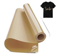 Hengrongshen Vinile Termoadesivo per Tessuto Oro, 30,5 CM x 600 CM Vinile Termico Rotolo con Gancio, Termovinile per Tessuti Oro per Cri-Cut & Silhouette Vinile Iron On, Terra Oro