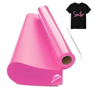 Hengrongshen Vinile Termoadesivo per Tessuto Rosa, 30,5 CM x 1000 CM Vinile Termico Rotolo con Gancio, Termovinile per Tessuti Rosa per Cri-Cut & Silhouette, Vinile Iron On Rosa