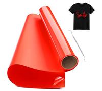 Hengrongshen Vinile Termoadesivo per Tessuto Rosso, 30,5 CM x 150 CM Vinile Termico Rotolo con Gancio, Termovinile per Tessuti Rosso per Cri-Cut & Silhouette, Vinile Iron On Rosso