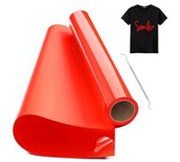 Hengrongshen Vinile Termoadesivo per Tessuto Rosso, 30,5 CM x 300 CM Vinile Termico Rotolo con Gancio, Termovinile per Tessuti Rosso per Cri-Cut & Silhouette, Vinile Iron On Rosso