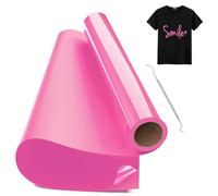 Hengrongshen Vinile Termoadesivo Rosa per Tessuto, 30,5 CM x 300 CM Rotolo con Gancio, Termovinile per Cri-Cut & Silhouette, Iron On