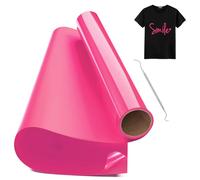 Hengrongshen Vinile Termoadesivo Rosa Rossa, 30,5 CM x 150 CM Rotolo Con Gancio, Termovinile per Tessuti per Cri-Cut & Silhouette, Iron On