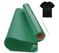 Hengrongshen Vinile Termoadesivo Verde per Tessuto, 30,5 CM x 300 CM Rotolo con Gancio, Termovinile per Cri-Cut & Silhouette, Iron On
