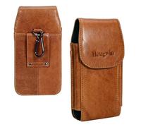 Hengwin Borsa da cintura in vera pelle da uomo, custodia per iPhone 16 15 14 13 12 11 Pro Max/Plus, piccola borsa da cintura da viaggio, borsa per smartphone (Marrone)