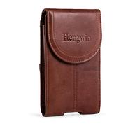 Hengwin Custodia da Cintura in Vera Pelle, Porta Smartphone da Uomo con Clip da Cintura per iPhone 16 15 14 13 12 11 Pro Max/Plus Custodia per Cellulare, Marsupio da Viaggio con Denaro