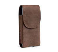 Hengwin Custodia per cellulare in vera pelle adatta per iPhone 16, 15, 14, 13 Pro, Samsung Galaxy S25, S24, S23, con chiusura magnetica e clip da cintura (marrone retrò)