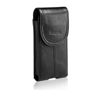 Hengwin Custodia per telefono cellulare in vera pelle da uomo per Samsung Galaxy S25 S24 S23 S22 Ultra S25+ / per iPhone 16 Plus 16ProMax 15Pro Max 15Plus 14 13 12Pro Max Marsupio (nero)