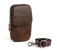 Hengwin Marsupio da Cintura in Vera Pelle, Piccole Borse a Tracolla per Uomo, Porta Cellulare, Marsupio da Cintura, Portafoglio da Viaggio in Vita con Tracolla a Borsetta