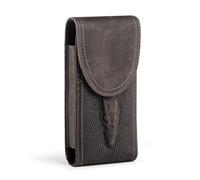 Hengwin Pelle Genuina Portacellulare da Cintura per iPhone 16 15 14 Pro Max, 16 15 14 Plus, Samsung Galaxy S25 S24 S23 Ultra S25+ A06 F06 5G Custodia Cellulare Marsupio Portatelefono Lavoro (Grigio)