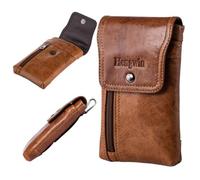 Hengwin Porta Cellulare Da Cintura in Vera Pelle Con Slot Carte Magnetica per Samsung S25 S24 S23 S22 S21 S20 Ultra F06 A06 5G - Fondina Resistente