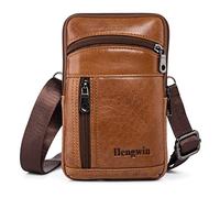 hengwin Porta Telefono da Cintura in Vera Pelle, Borsa a Tracolla per Cellulare con Cinturino, Piccolo Marsupio per Uomo, Fondina Porta Soldi da Viaggio, Cintura Porta Smartphone Portafoglio Borse