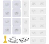 Hengxinc 16Pezzi Trasparenti Autoadesivo Gancio,Ganci Adesivi Massimo 10-20kg,Ganci Autoadesivi a Doppia Faccia, Multifunzionali, Impermeabili,Resistenti All'olio, Senza Perforazione(doppio e singolo)