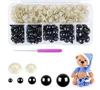 Hengxinc 220 Pezzi Occhi Amigurumi Schwarz Amigurumi Kit Occhi 5-12mm Occhi per Pupazzi Plastica Occhi di Sicurezza per Amigurumi con Rondelle per Animali all'Uncinetto Bambola Pupazzo Peluche