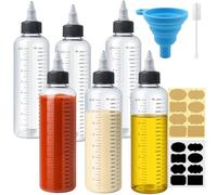 Hengxinc Bottiglie Squeeze, 6 Pezzi, 230ml Oliera Plastica con Tappo - Senza BPA, biberon cucina per Condimenti a Prova di Perdite, Ideali per Pittura, Cottura, Ketchup, Salsa Piccante, Olio d'Oliva
