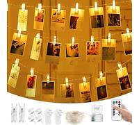 Hengxinchen 10m 100 Led Appendi Foto Da Parete,Lucine Led Decorative A Batteria Con 65 Clip E 20 Chiodi, Catena Luminosa Interno Lucine Decorative Per Camera, Natale, Matrimoni, Foto Di Partito Appeso