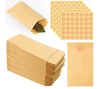 Hengxinchen 200 Sacchetti di Carta per Alimenti, Mini Dimensioni 6x10 cm, Sacchetti di Carta Marroni Piccoli, per Conservare Semi, Matrimoni e Natale, Piccoli con Etichette Circolari