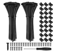 Hengxinchen 500 Pezzi Fascette Plastica Nere,Con Base E Viti, 100 mm Fascette Elettricista Nylon, Fascette Nere, Fascette Stringicavo Set Di Fascette Per Cablaggio, Organizzare Cavi