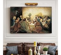 HengYun ART Famoso dipinto L'ultima cena Arte della parete Stampe su tela incorniciate pronte da appendere Quadro decorativo su tela per l'arredamento del bagno 80x120cm Cornice Interna