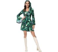Hengzhifeng Abito Discoteca Anni 70 Donna e Fascia Festa Tema Carnevale Costume (3X-Large, Nero Verde)
