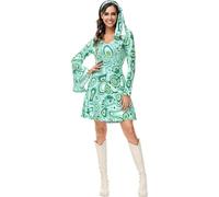 Hengzhifeng Abito Discoteca Anni 70 Donna e Fascia Festa Tema Carnevale Costume (Large, Light Verde)