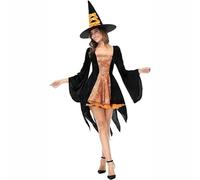 Hengzhifeng Abito Strega Donna Feste Costume di Carnevale Halloween (Large, Arancione)