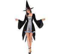 Hengzhifeng Abito Strega Donna Feste Costume di Carnevale Halloween (X-Large, Argento)
