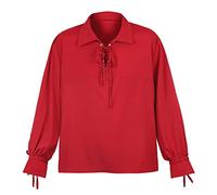 Hengzhifeng Camicia Medievale Uomo Pirata Costume Carnevale (Small, Rosso)