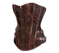 Hengzhifeng Corsetto Steampunk Carnevale da Donna con Borchie M Marrone