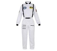 Hengzhifeng Costume Astronauta Adulto Astronauta Vestito Carnevale Donna Costumi Halloween (Small, Bianco)