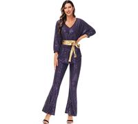 Hengzhifeng Costume Carnevale Disco Anni 70 Donna Carnevale Festa Tema Fashion Outfit (X-Large, Viola)
