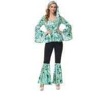 Hengzhifeng Costume Disco Donna Anni 70 Carnevale Festa Tema Fashion Outfit (3X-Large, Light Verde)