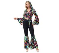 Hengzhifeng Costume Disco Donna Anni 80 Donna Carnevale Festa Tema Fashion Outfit (Small, Nero)