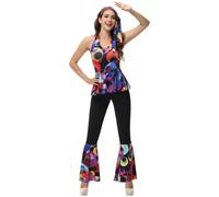 Hengzhifeng Costume Hippie Donna Discoteca Anni 70 80 Carnevale Festa Tema Fashion Outfit (Small, Multicolore Ring)
