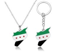 Henjunu collana e portachiavi ciondolo bandiera della Siria, collane e portachiavi di moda siriana